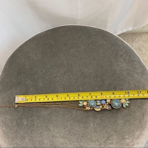 PASTEL marbled blue greenish opalescent rhinestone gem jewelled necklace - Picture 7 of 8